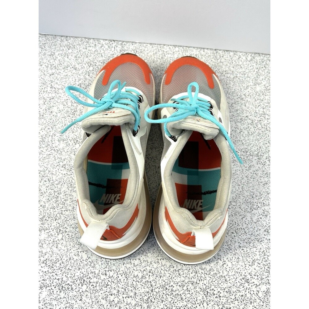 Nike Air Max 270 React Women's Size 8 Running Shoes Beige Chalk Orange - Picture 6 of 14